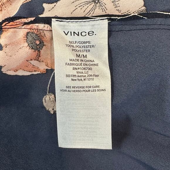 VINCE Tossed Poppy Pleated Floral Midi Knee Length Skirt in Marine - Picture 12 of 15